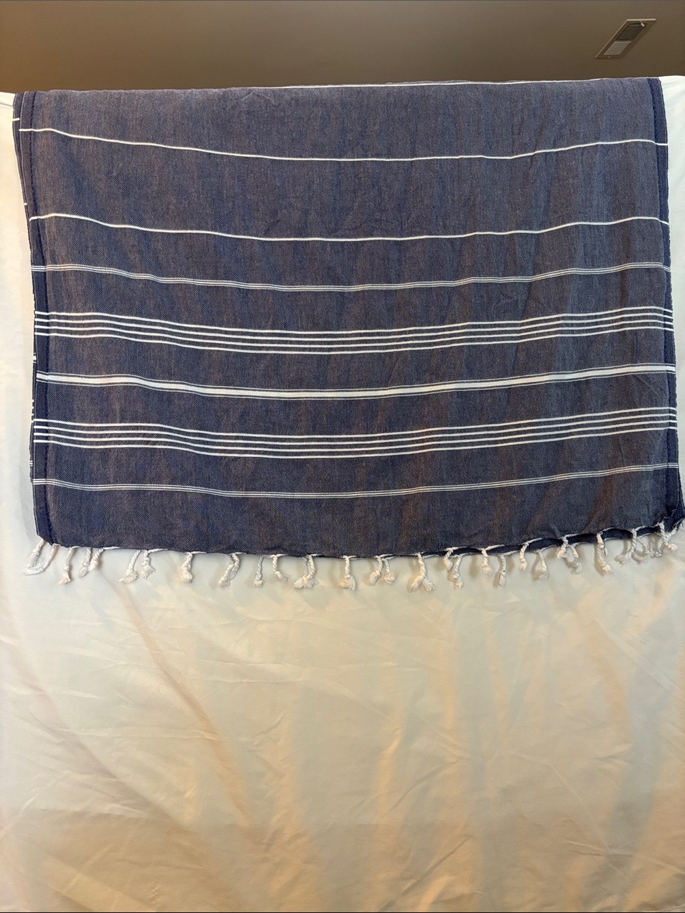 Huckberry Navy Blue and White Striped Turkish Towel